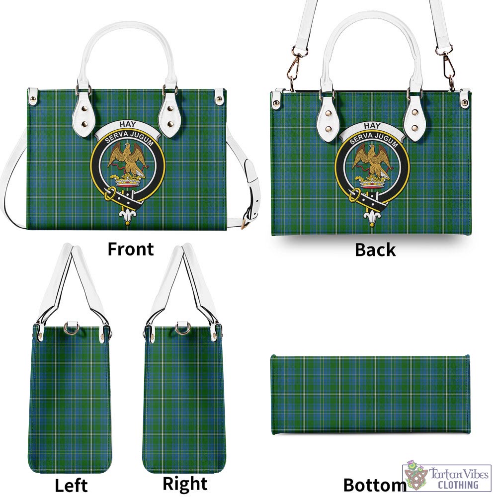 Tartan Vibes Clothing Hay Hunting Tartan Luxury Leather Handbags with Family Crest