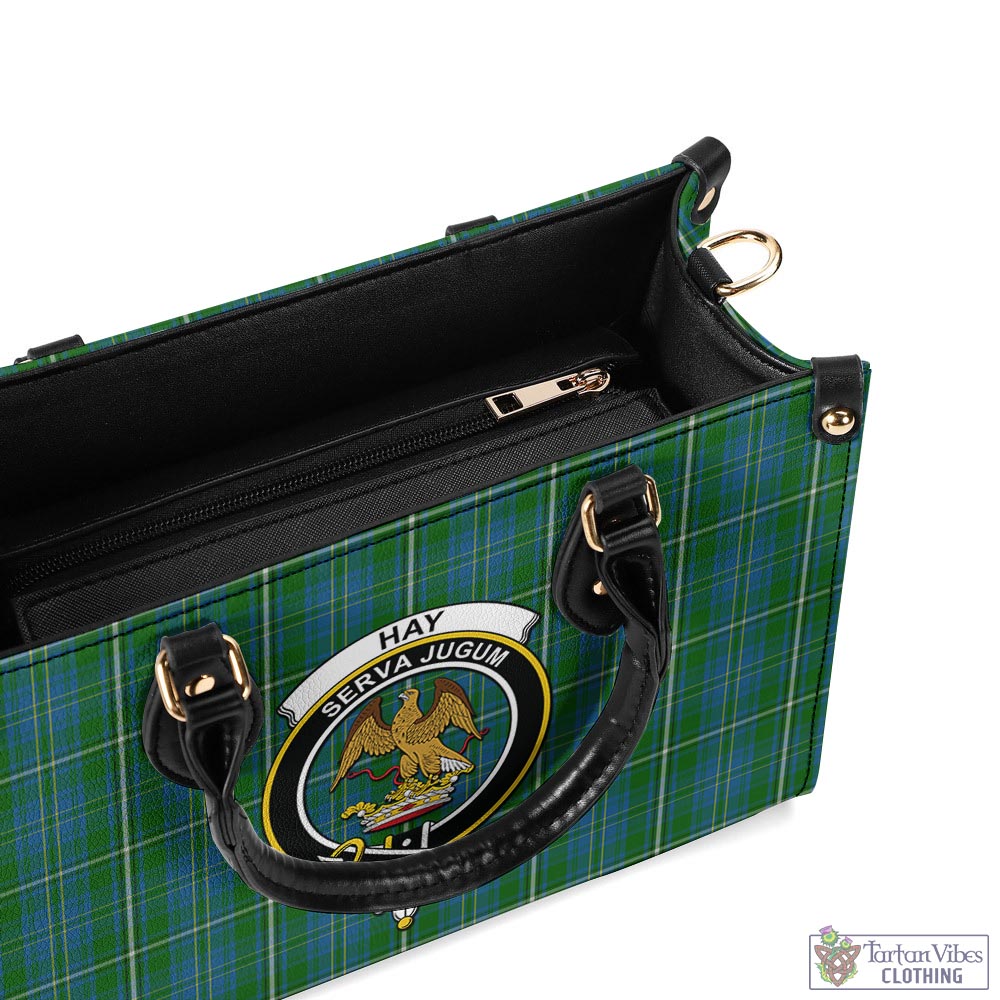 Tartan Vibes Clothing Hay Hunting Tartan Luxury Leather Handbags with Family Crest