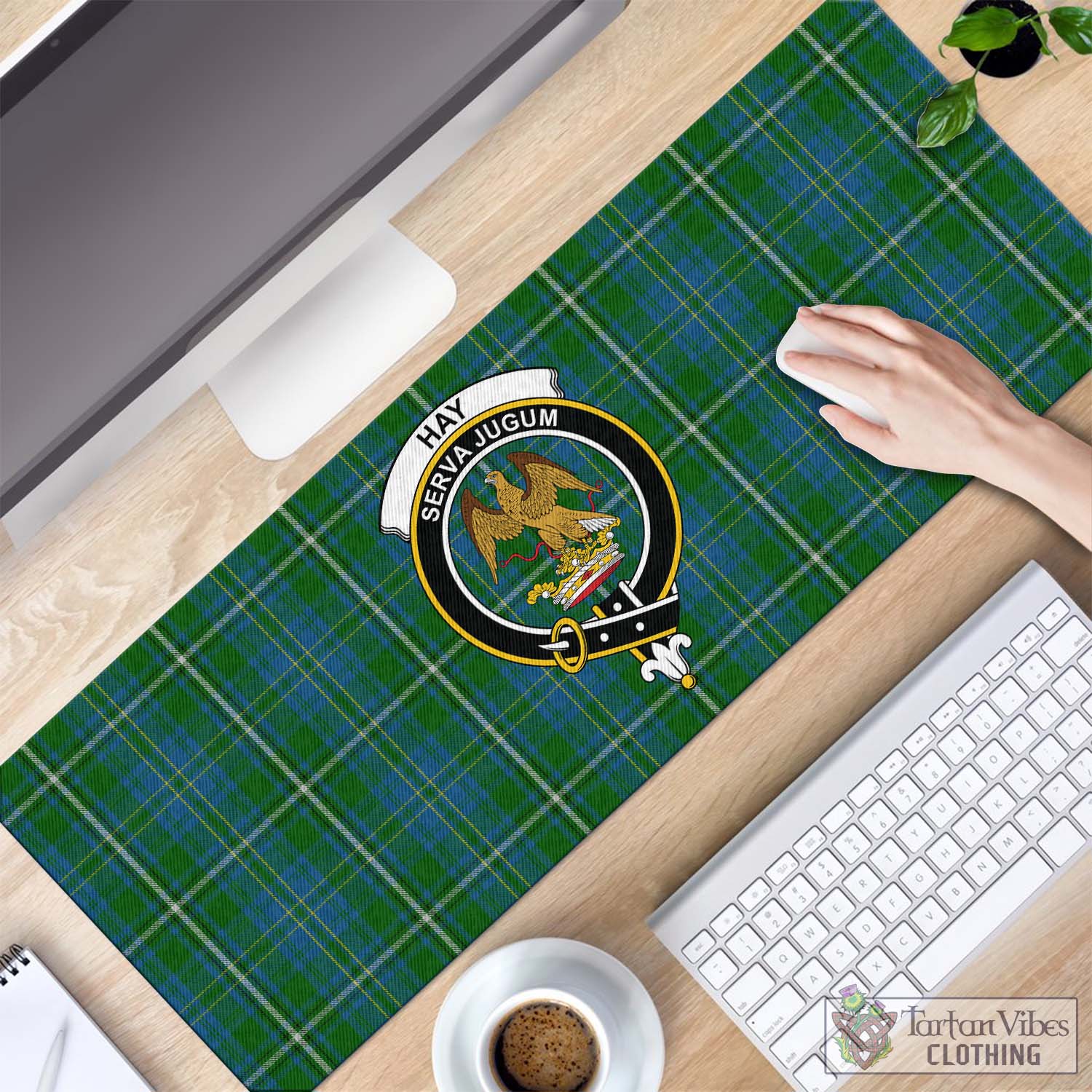 Tartan Vibes Clothing Hay Hunting Tartan Mouse Pad with Family Crest