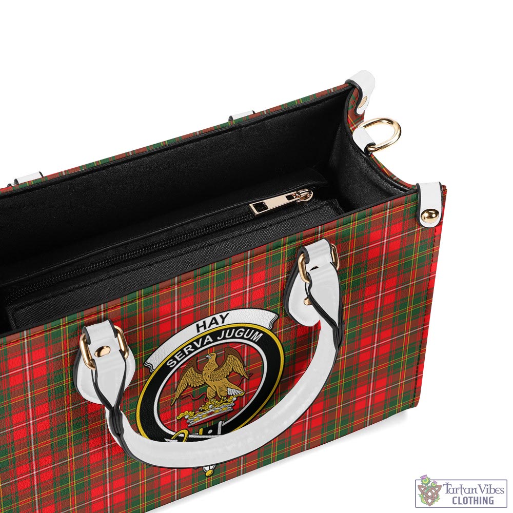 Tartan Vibes Clothing Hay Modern Tartan Luxury Leather Handbags with Family Crest