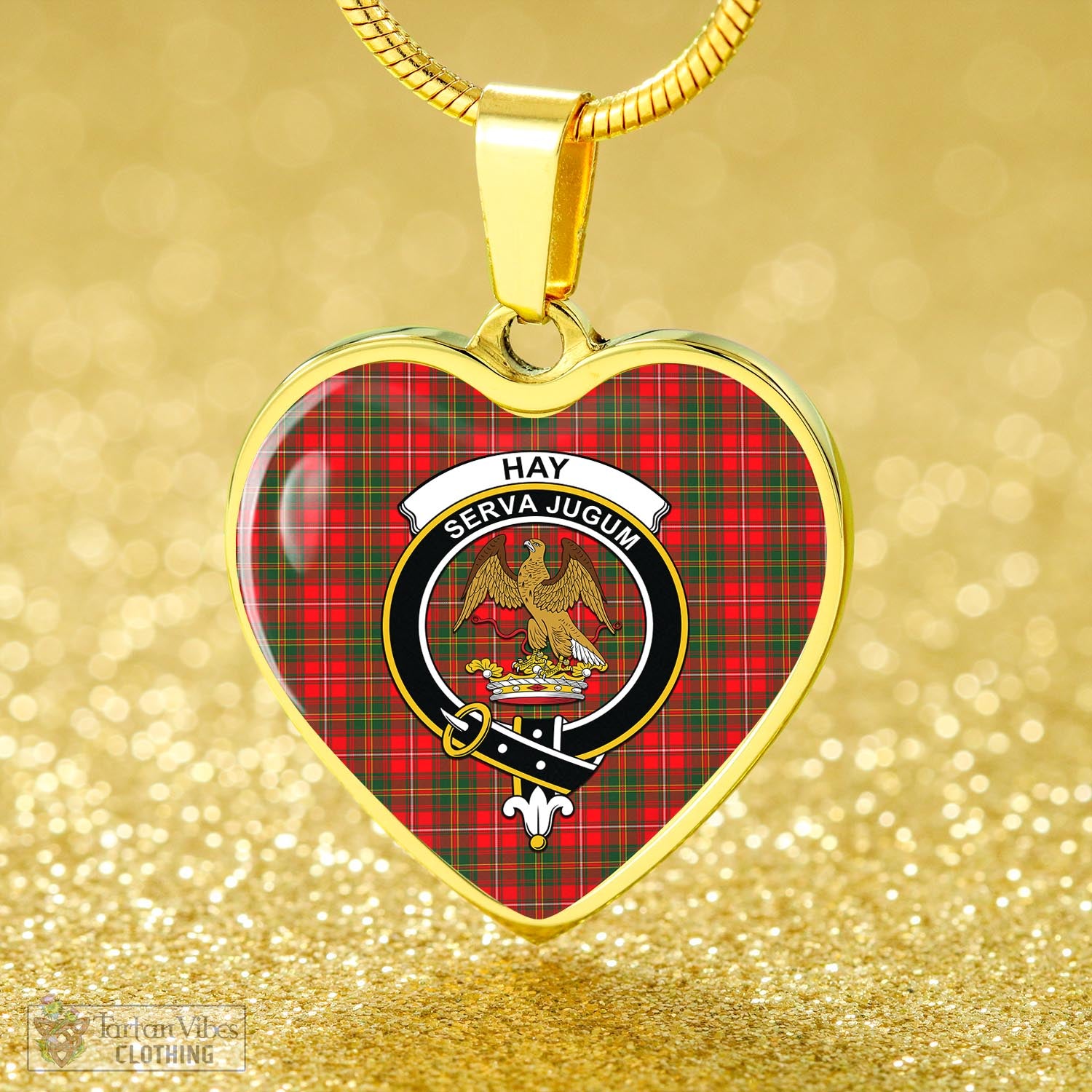 Tartan Vibes Clothing Hay Modern Tartan Heart Necklace with Family Crest