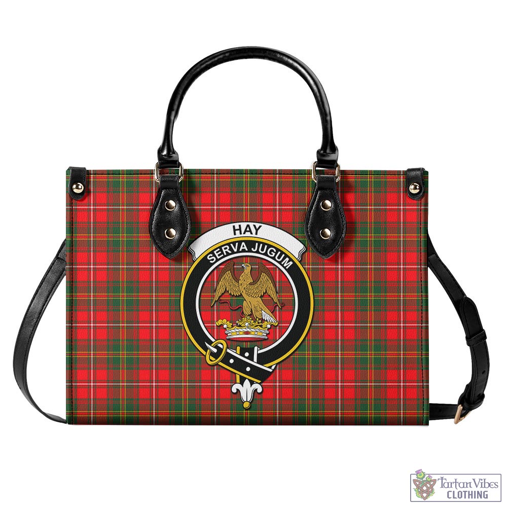 Tartan Vibes Clothing Hay Modern Tartan Luxury Leather Handbags with Family Crest