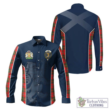 Hay Modern Tartan Long Sleeve Button Up Shirt with Family Crest and Lion Rampant Vibes Sport Style