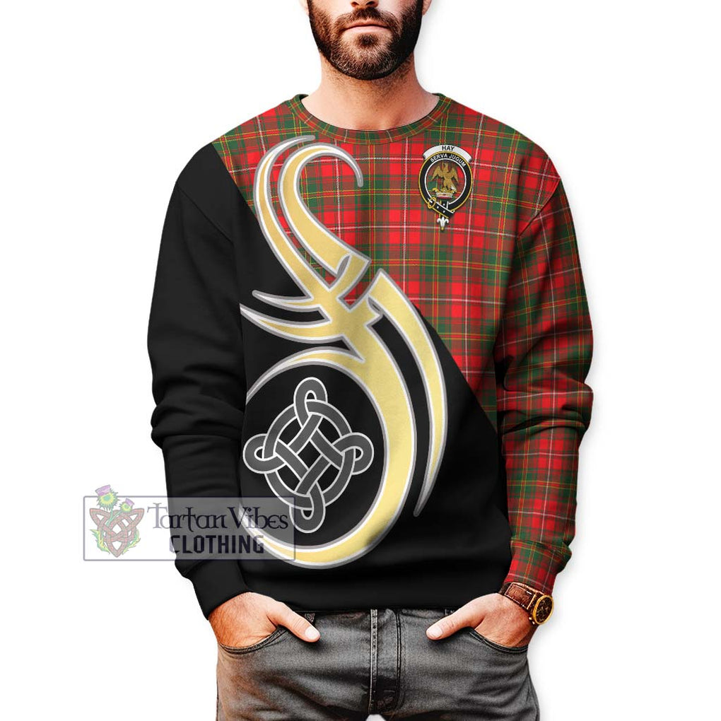 Hay Modern Tartan Sweatshirt with Family Crest and Celtic Symbol Style Unisex - Tartan Vibes Clothing