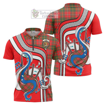 Hay Modern Tartan Zipper Polo Shirt with Epic Bagpipe Style