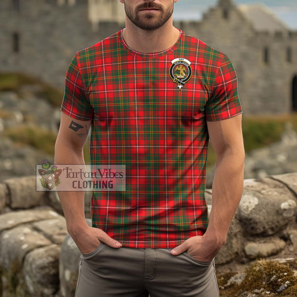 Hay Modern Tartan Cotton T-Shirt with Family Crest Men's Shirt - Tartanvibesclothing Shop