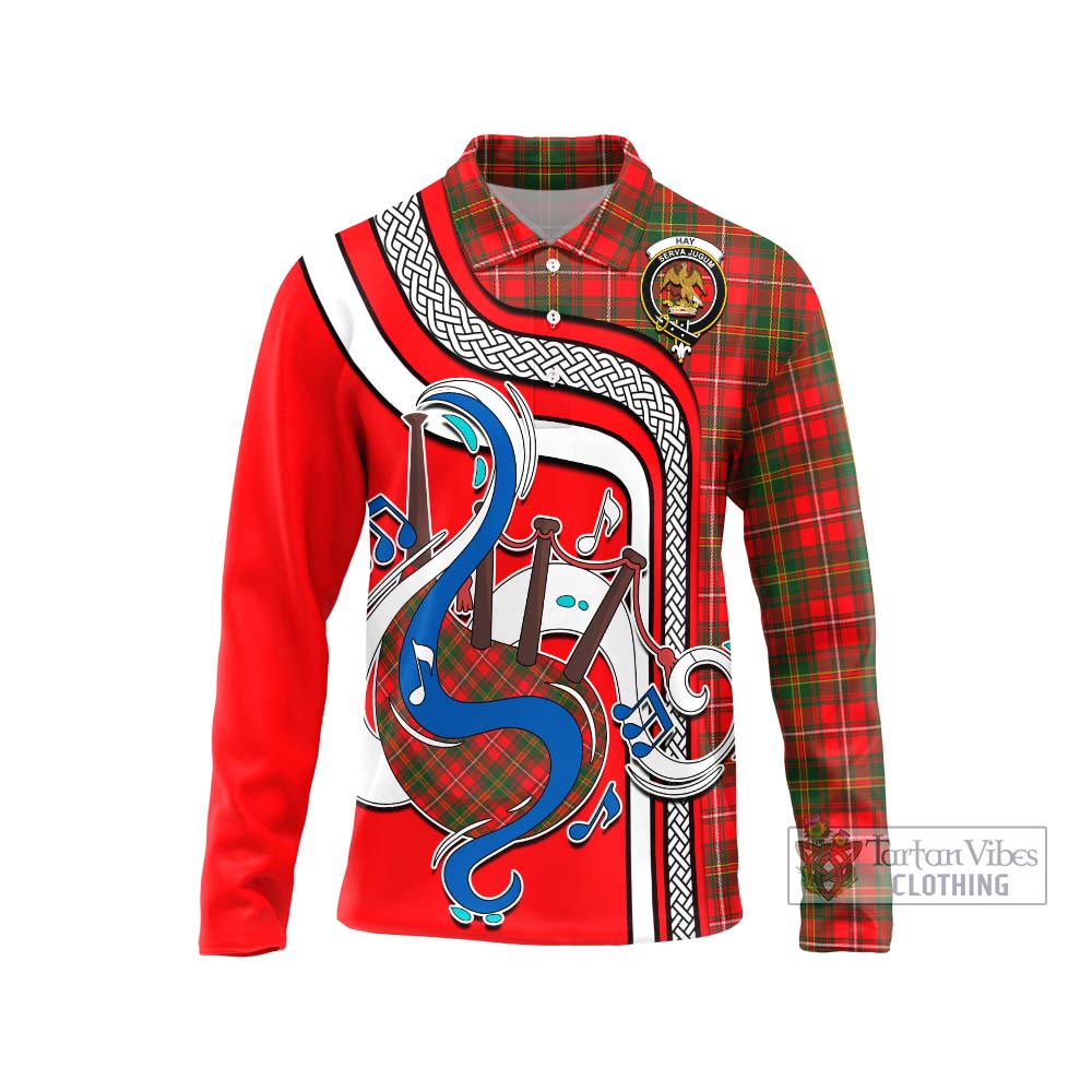 Tartan Vibes Clothing Hay Modern Tartan Long Sleeve Polo Shirt with Epic Bagpipe Style