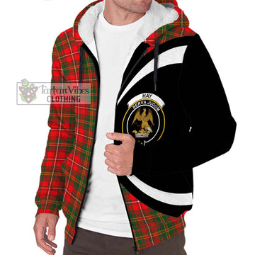 Hay Modern Tartan Sherpa Hoodie with Family Crest Circle Style