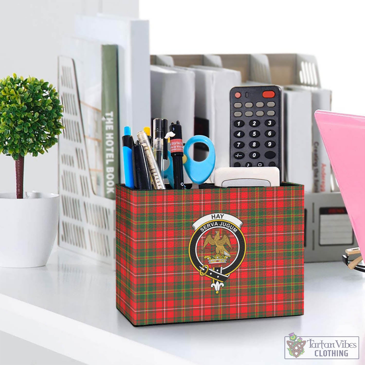 Tartan Vibes Clothing Hay Modern Tartan Pen Holder with Family Crest