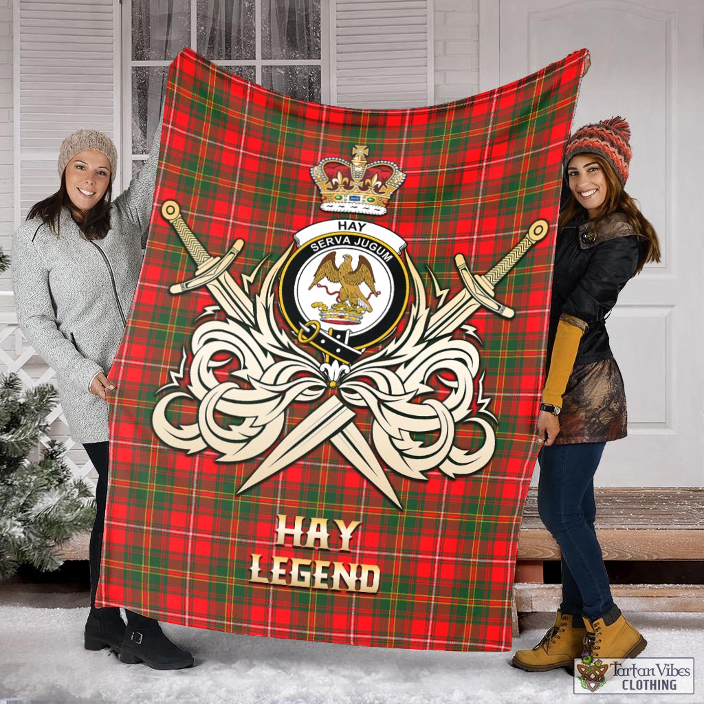 Tartan Vibes Clothing Hay Modern Tartan Blanket with Clan Crest and the Golden Sword of Courageous Legacy