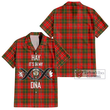 Hay Modern Tartan Short Sleeve Button Shirt with Family Crest DNA In Me Style