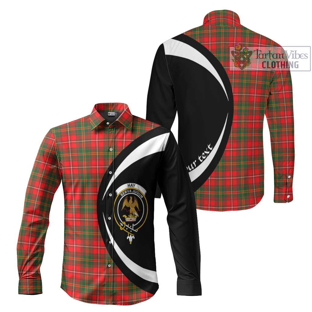 Hay Modern Tartan Long Sleeve Button Up with Family Crest Circle Style Men's Shirt S - Tartan Vibes Clothing