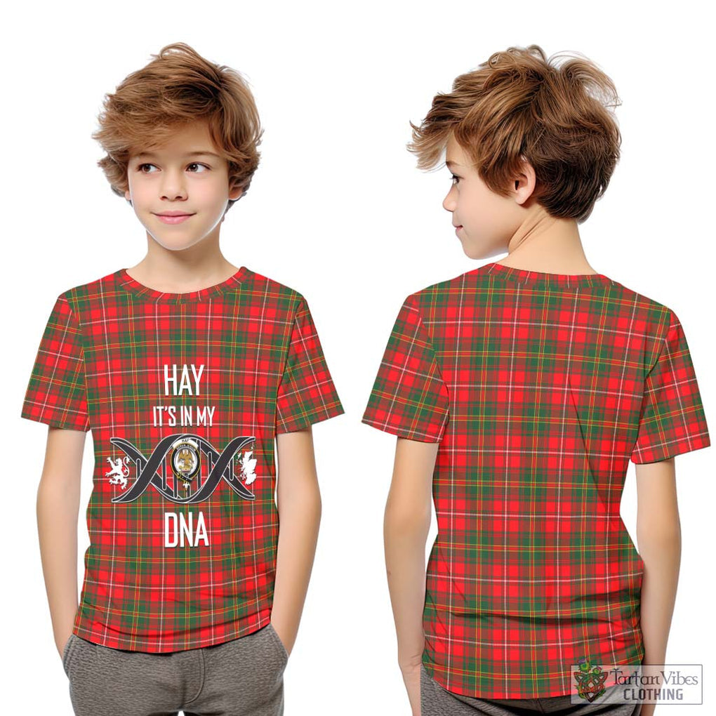 Hay Modern Tartan Kid T-Shirt with Family Crest DNA In Me Style Youth XL Size14 - Tartanvibesclothing Shop