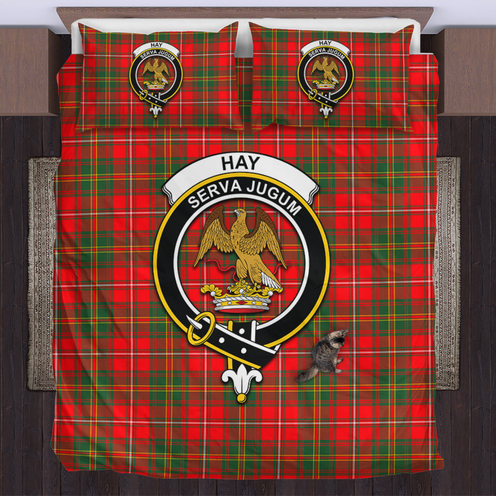 Hay Modern Tartan Bedding Set with Family Crest US Bedding Set - Tartan Vibes Clothing