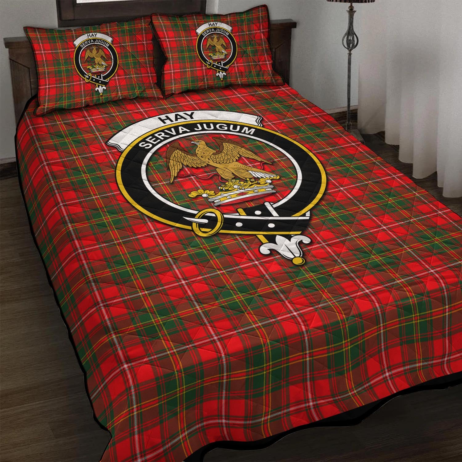 Hay Modern Tartan Quilt Bed Set with Family Crest - Tartan Vibes Clothing