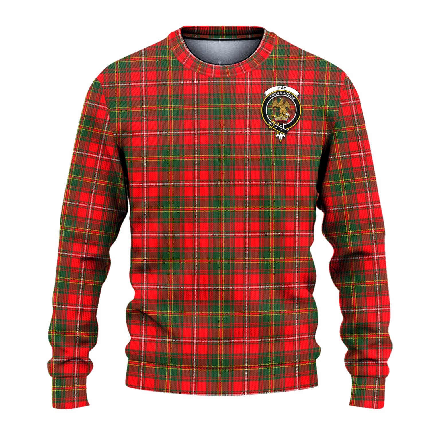 Hay Modern Tartan Knitted Sweater with Family Crest - Tartanvibesclothing