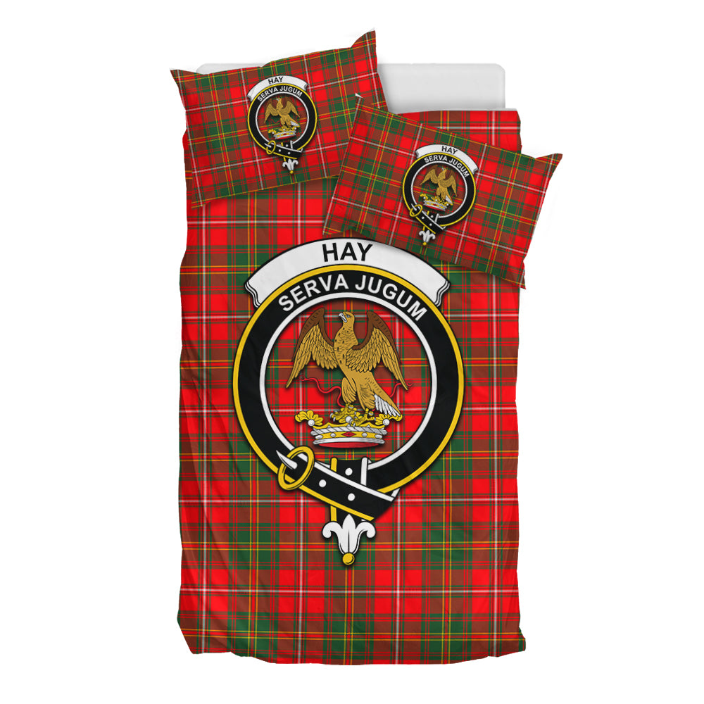 Hay Modern Tartan Bedding Set with Family Crest - Tartan Vibes Clothing