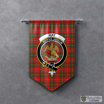 Hay Modern Tartan Gonfalon, Tartan Banner with Family Crest