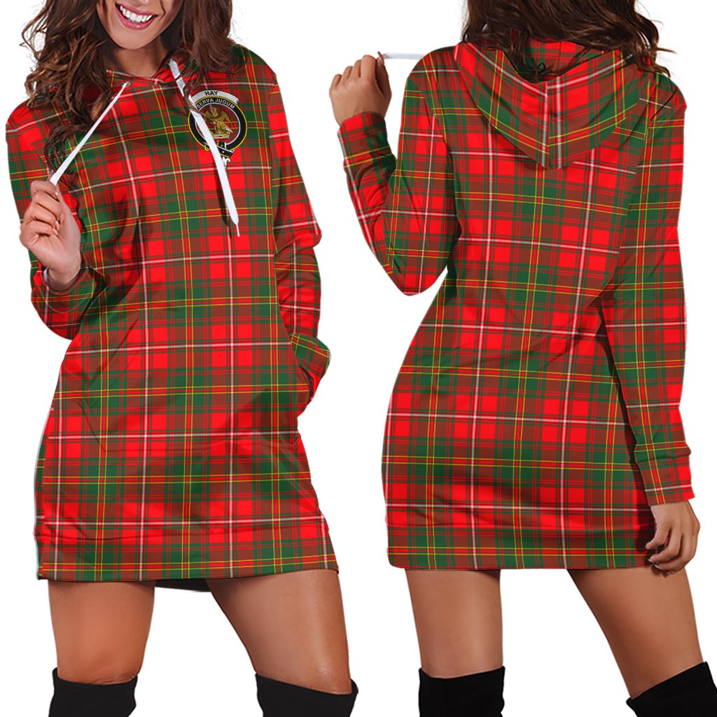 Hay Modern Tartan Hoodie Dress with Family Crest - Tartan Vibes Clothing