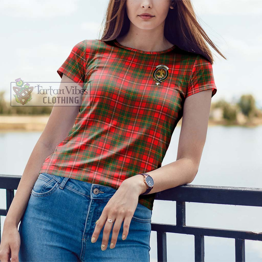 Hay Modern Tartan Cotton T-Shirt with Family Crest Women's Shirt - Tartanvibesclothing Shop