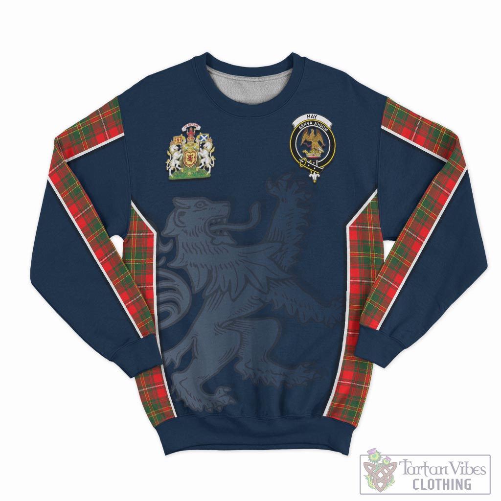 Tartan Vibes Clothing Hay Modern Tartan Sweater with Family Crest and Lion Rampant Vibes Sport Style