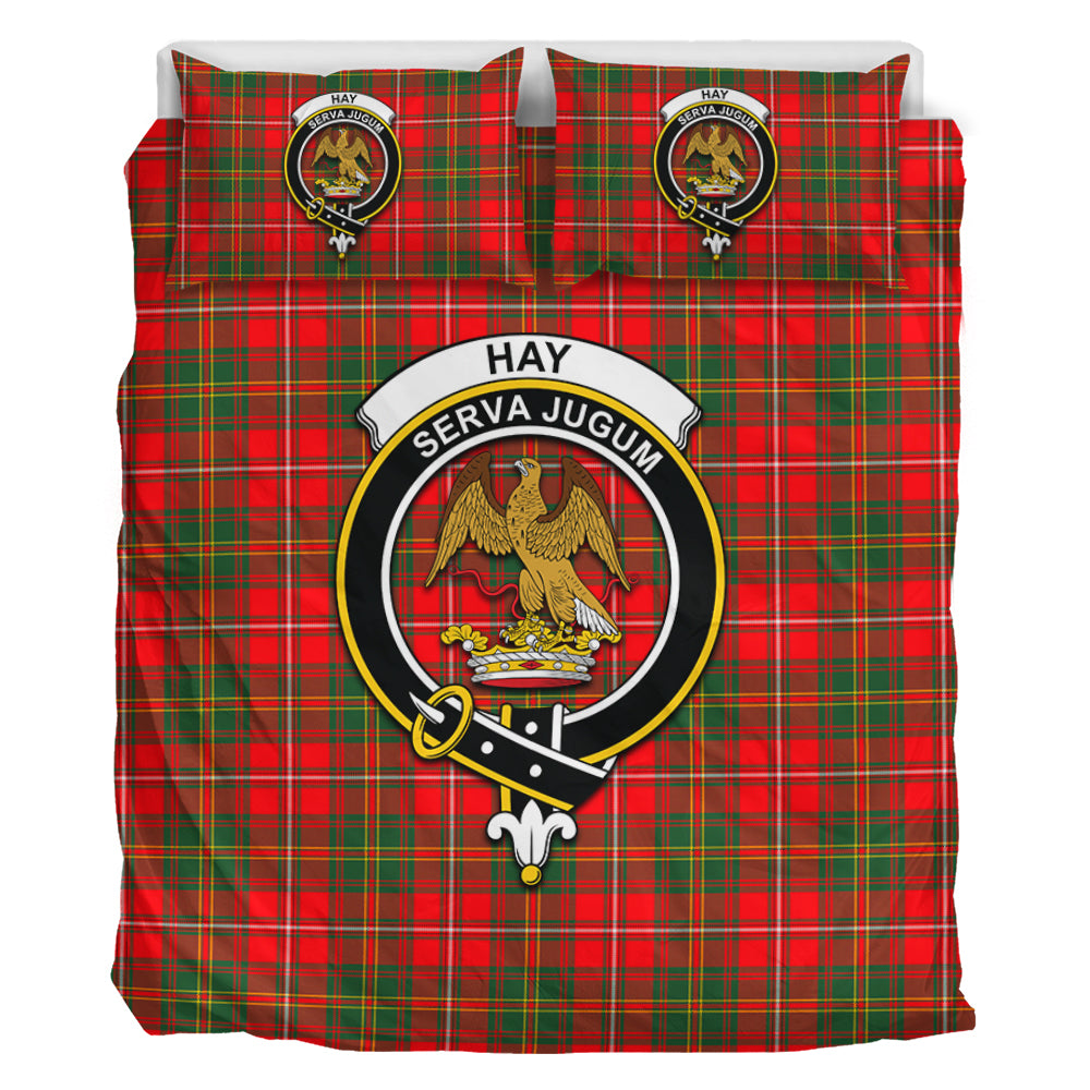 Hay Modern Tartan Bedding Set with Family Crest - Tartan Vibes Clothing