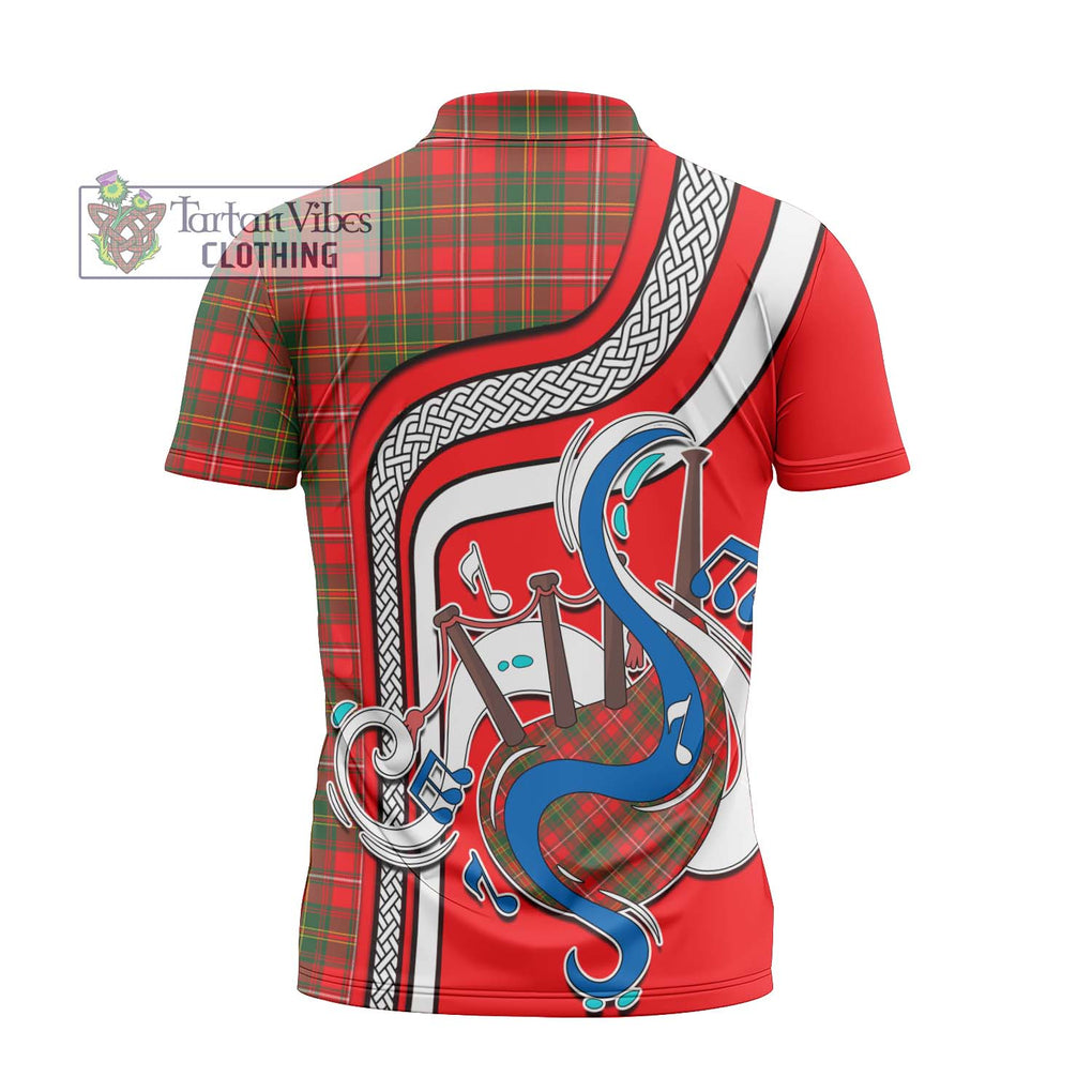 Hay Modern Tartan Zipper Polo Shirt with Epic Bagpipe Style - Tartanvibesclothing Shop