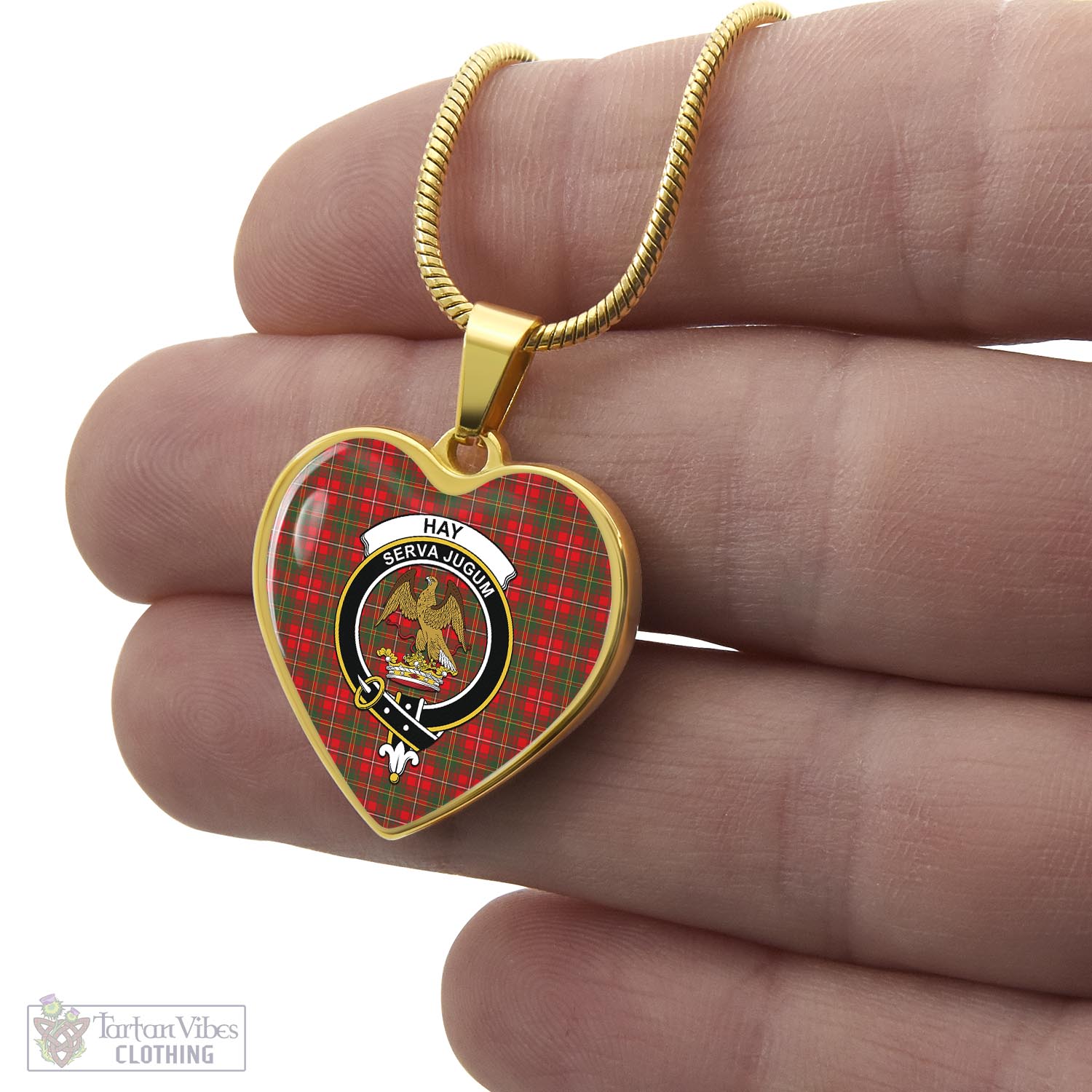 Tartan Vibes Clothing Hay Modern Tartan Heart Necklace with Family Crest