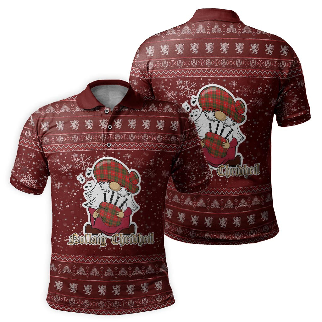 Hay Modern Clan Christmas Family Polo Shirt with Funny Gnome Playing Bagpipes - Tartanvibesclothing