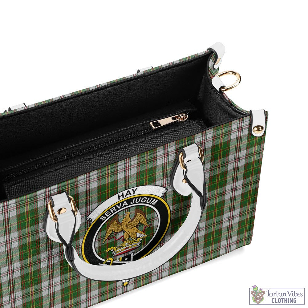 Tartan Vibes Clothing Hay White Dress Tartan Luxury Leather Handbags with Family Crest