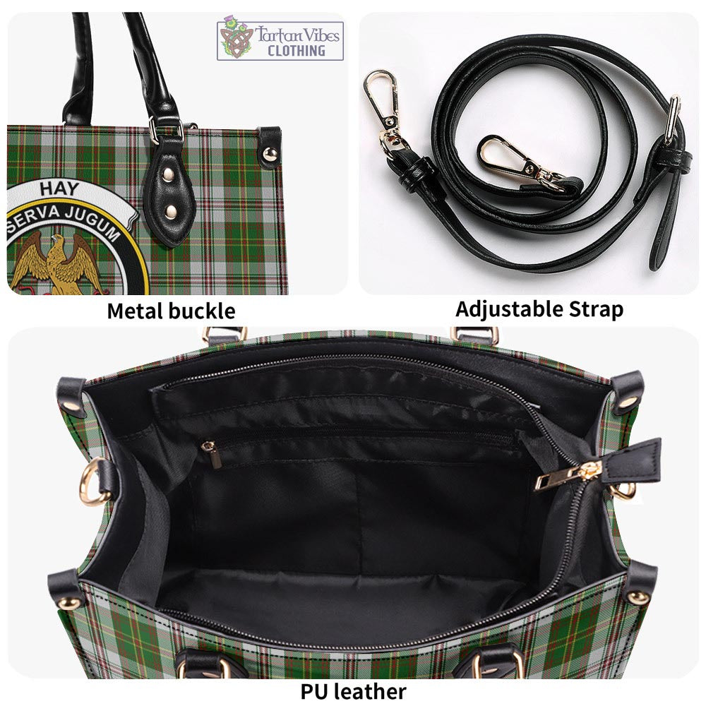 Tartan Vibes Clothing Hay White Dress Tartan Luxury Leather Handbags with Family Crest