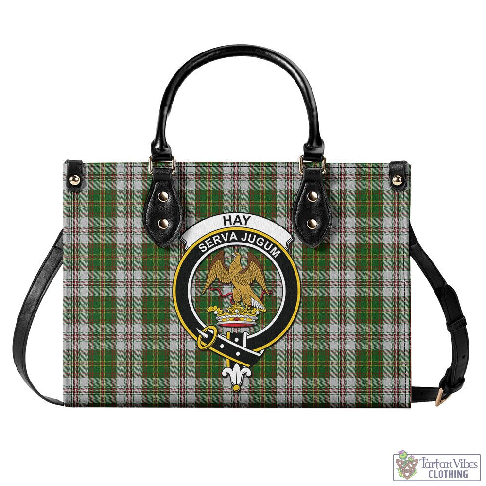 Tartan Vibes Clothing Hay White Dress Tartan Luxury Leather Handbags with Family Crest