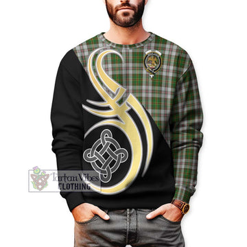 Hay White Dress Tartan Sweatshirt with Family Crest and Celtic Symbol Style