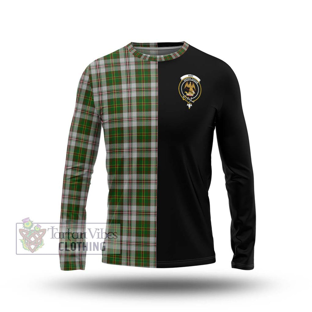 Hay White Dress Tartan Long Sleeve T-Shirt with Family Crest and Half Of Me Style Unisex - Tartanvibesclothing Shop