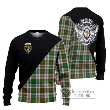 Hay White Dress Tartan Ugly Sweater with Family Crest and Military Logo Style