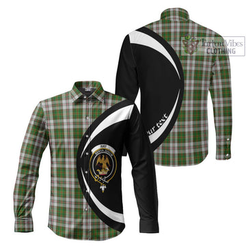 Hay White Dress Tartan Long Sleeve Button Up with Family Crest Circle Style