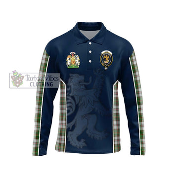 Hay White Dress Tartan Long Sleeve Polo Shirt with Family Crest and Lion Rampant Vibes Sport Style