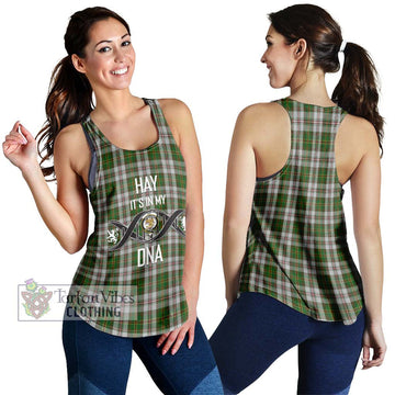 Hay White Dress Tartan Women's Racerback Tanks with Family Crest DNA In Me Style