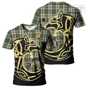 Hay White Dress Tartan T-Shirt with Family Crest Celtic Wolf Style