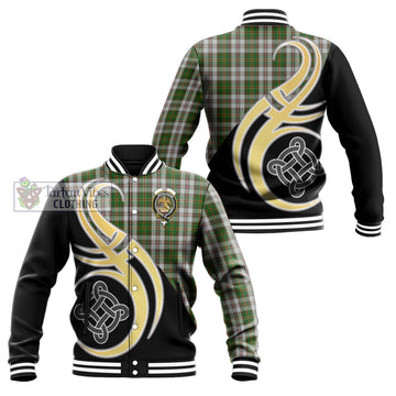 Hay White Dress Tartan Baseball Jacket with Family Crest and Celtic Symbol Style