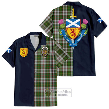 Hay White Dress Tartan Short Sleeve Button Shirt Alba with Scottish Lion Royal Arm Half Style