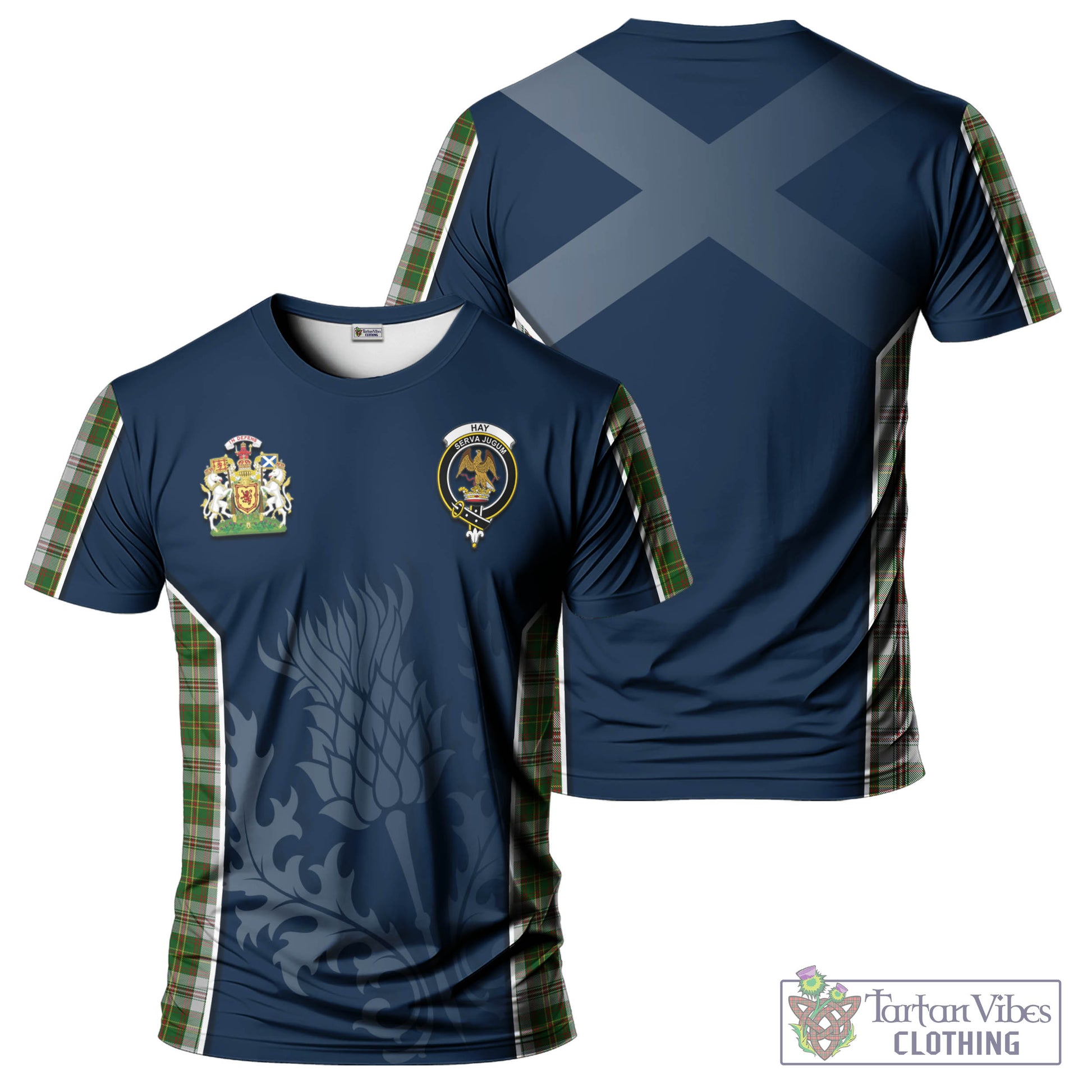 Tartan Vibes Clothing Hay White Dress Tartan T-Shirt with Family Crest and Scottish Thistle Vibes Sport Style