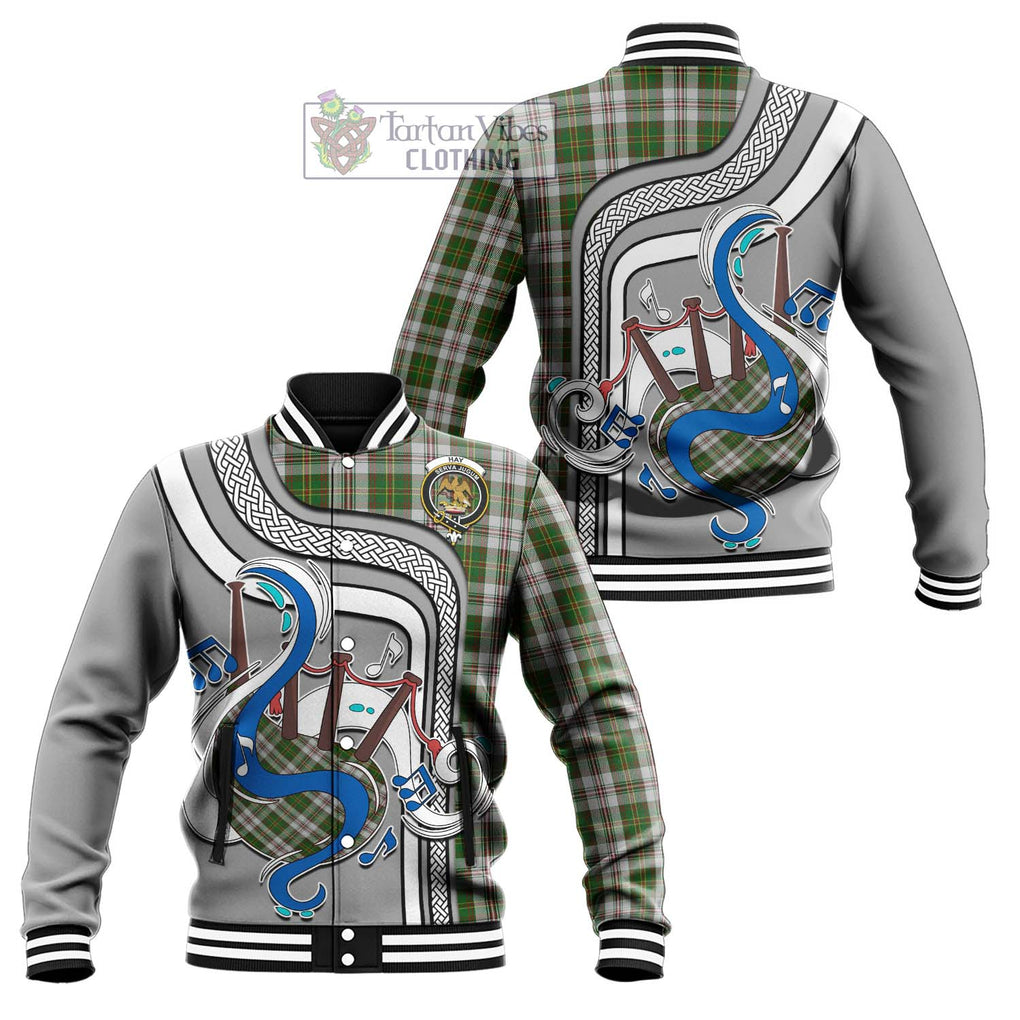 Tartan Vibes Clothing Hay White Dress Tartan Baseball Jacket with Epic Bagpipe Style