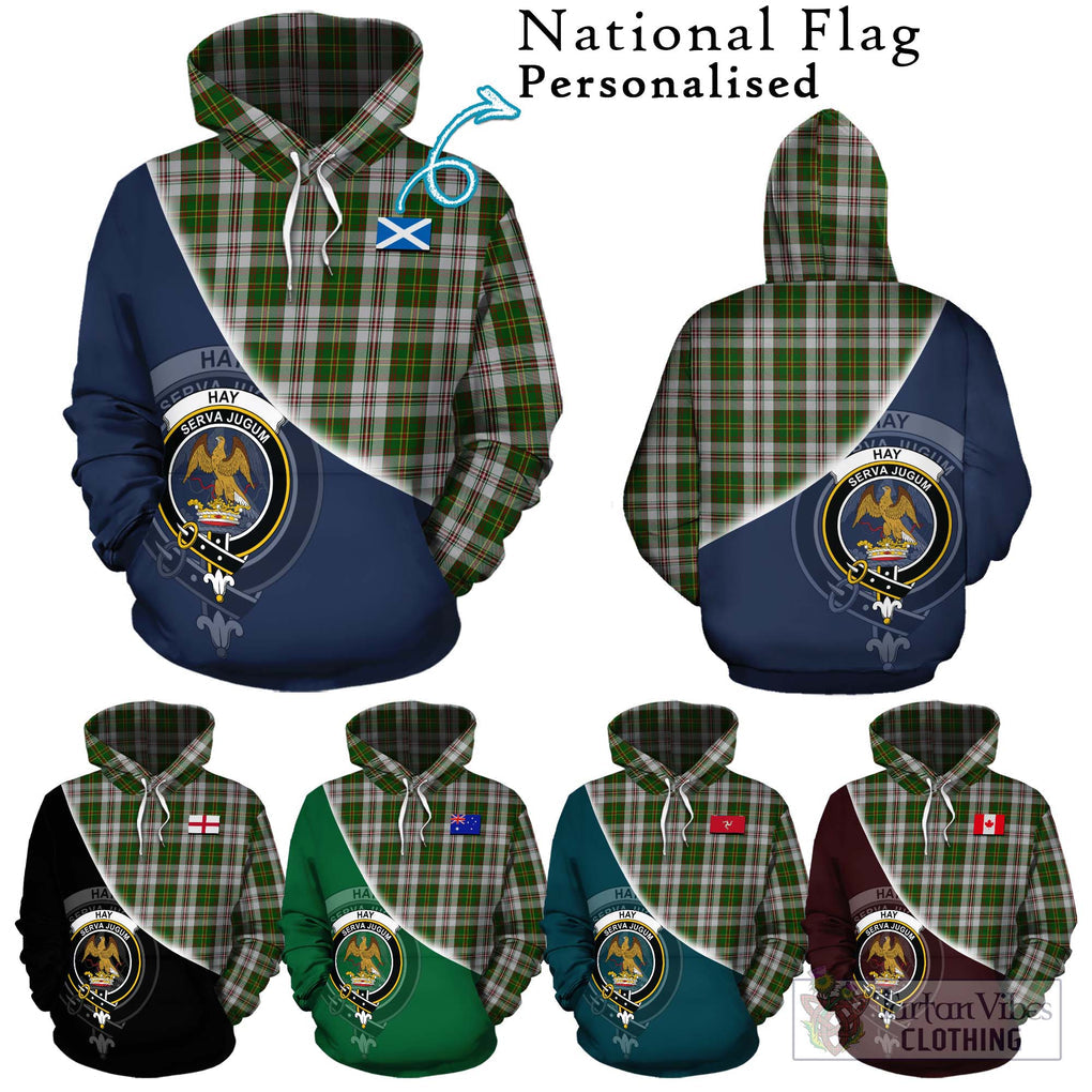 Hay White Dress Tartan Hoodie with Personalised National Flag and Family Crest Half Style Zip Hoodie - Tartanvibesclothing Shop