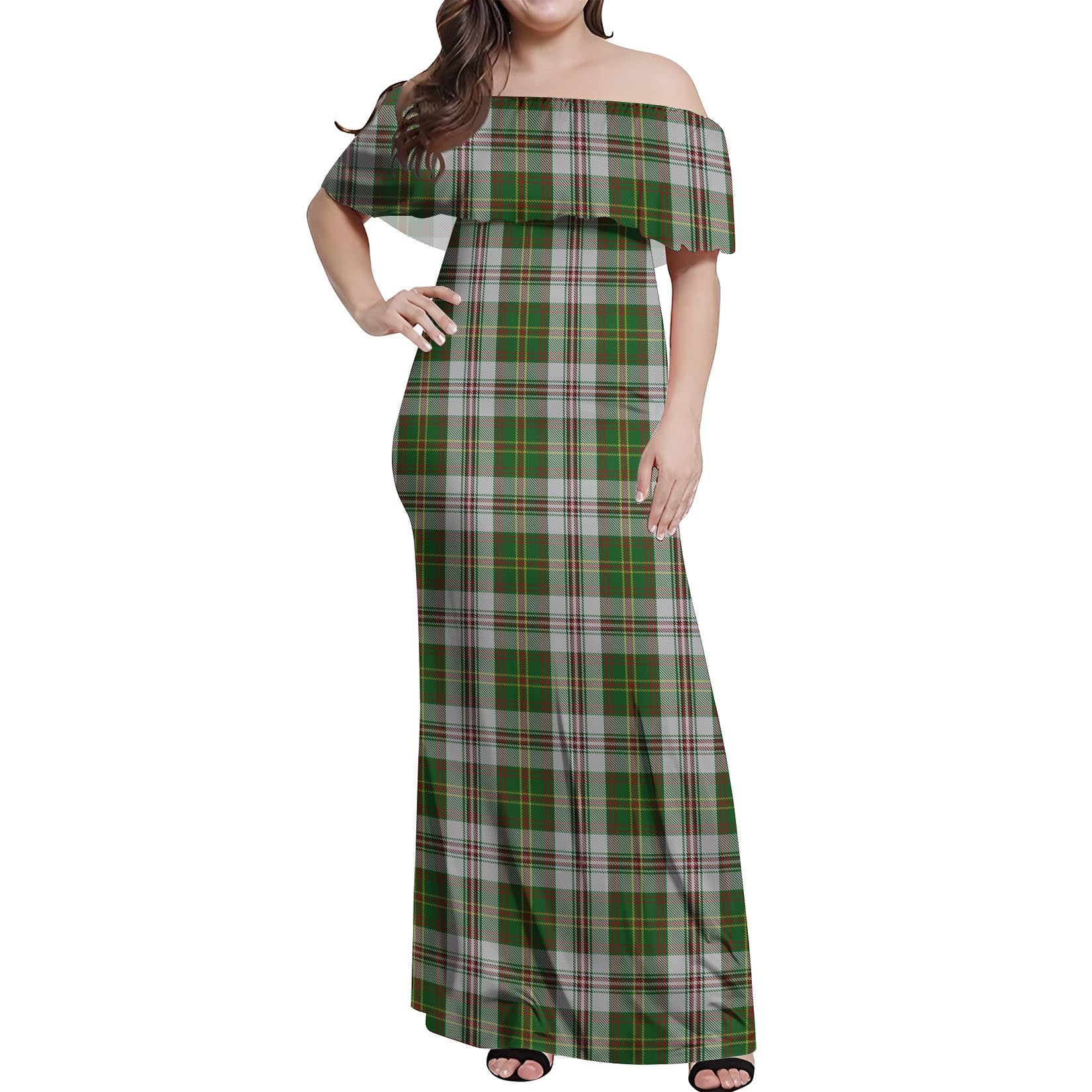 Hay White Dress Tartan Off Shoulder Long Dress Women's Dress - Tartanvibesclothing