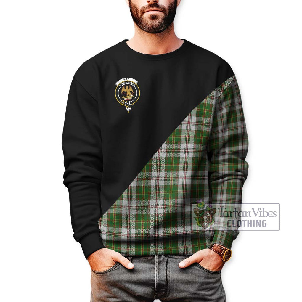 Hay White Dress Tartan Sweatshirt with Family Crest and Military Logo Style Unisex - Tartanvibesclothing Shop