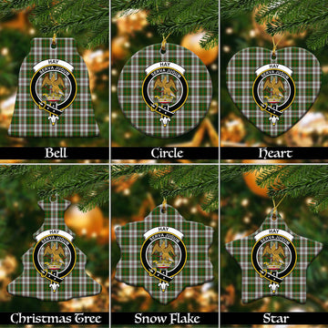 Hay White Dress Tartan Christmas Ceramic Ornaments with Family Crest