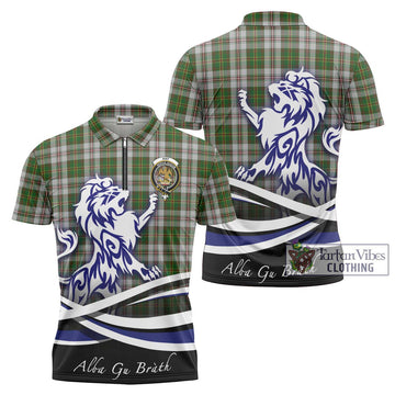 Hay White Dress Tartan Zipper Polo Shirt with Alba Gu Brath Regal Lion Emblem