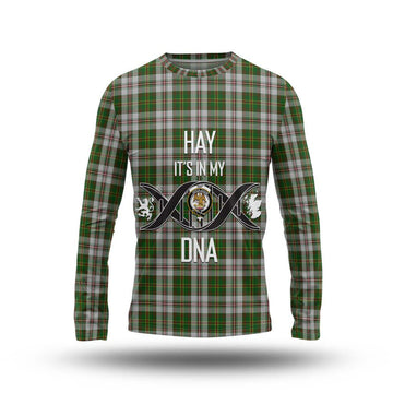 Hay White Dress Tartan Long Sleeve T-Shirt with Family Crest DNA In Me Style