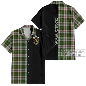 Hay White Dress Tartan Short Sleeve Button Shirt with Family Crest and Half Of Me Style